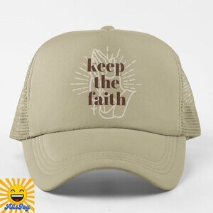 KEEP THE FAITH Foam Trucker Hat Snapback Cap Tan